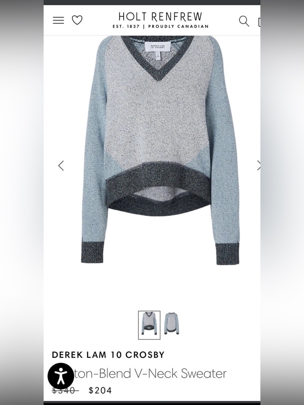LIKE NEW - DEREK LAM 10 CROSBY boxy V neck sweater (Medium)